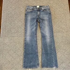 H&M LOGG Bootcut Jeans Womens Size 29 Blue Distressed Stretch Pockets